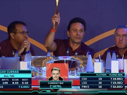 IPL Auction 2023 Live : Sam Curran becomes the most expensive player in the history of IPL auctions, Sam Curran sold to Punjab Kings for 18.50 crore. | IPL Auction 2023 Live : इंग्लंडच्या अष्टपैलू खेळाडूसाठी मोजले 18.50 कोटी, ठरला आयपीएल इतिहासातील महागडा खेळाडू 