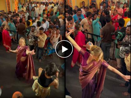 bigg boss marathi fame irina rudocova dance in pune ganpati pandal video goes viral | गणपती मिरवणुकीत बेभान होऊन नाचली 'बिग बॉस मराठी' फेम इरिना, व्हिडिओ होतोय व्हायरल