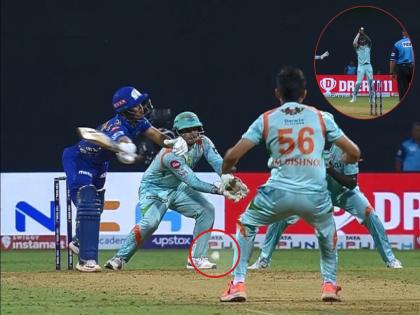 IPL 2022 MI vs LSG Live Updates : Most bizarre dismissal in IPL? Ishan Kishan’s unusual wicket, Under edge into de Kock's boot and then Holder takes the catch at slip, Video  | Most bizarre dismissal in IPL? IPL 2022, MI vs LSG : बॅट, बूट अन् OUT!; Ishan Kishan चं नशिबच फुटकं, Mumbai Indians चा फलंदाज विचित्र पद्धतीने झाला बाद, Video 