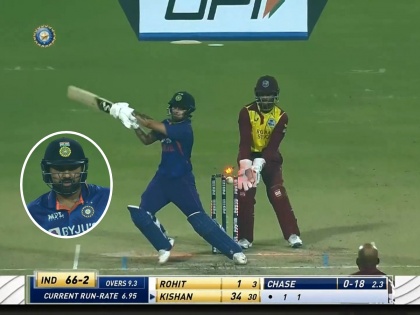 IND vs WI, 3rd T20I Live Updates : Ishan Kishan goes for 34 in 31 balls. Roston Chase removes him, Rohit Sharma's reaction says it all Watch Video | IND vs WI, 3rd T20I Live Updates : रोहित शर्माने मोठा त्याग केला, पण इशान किशन असा बाद झाल्यानंतर कर्णधार नजरेतून बरंच काही सांगून गेला, Video 