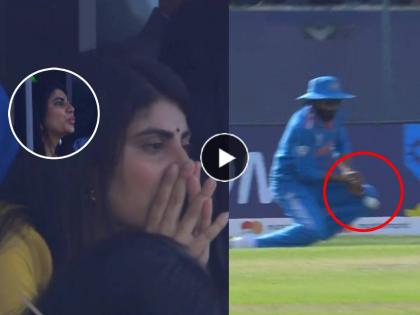 IND vs NZ live Rivaba Jadeja Shocked As soon as Ravindra Jadeja dropped Rachin Ravindra valuable catch reaction goes viral on social media world cup 2023 | IND vs NZ: रिवाबा Shocked ! रविंद्र जाडेजाने कॅच सोडताच 'मिसेस. जाडेजा'ची रिअँक्शन व्हायरल