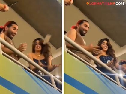 Janhvi Kapoor was shocked when fans throw their mobile phones towards her in Ahmedabad stadium | स्टेडियममध्ये चाहत्यांचा कहर! सेल्फीसाठी जान्हवीच्या दिशेने फेकले मोबाईल, Video व्हायरल
