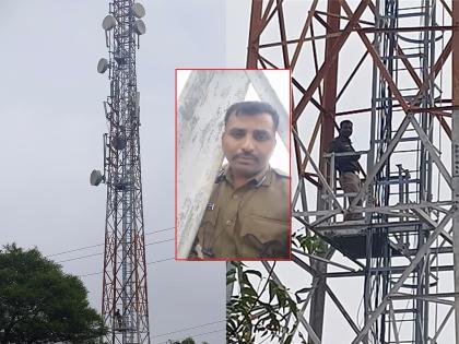 Make Satara MLA Shivendraraje Bhosle a minister; Jalna Home Guard protest on mobile tower | 'शिवेंद्रराजेंना मंत्री करा' म्हणत टॉवरवर आंदोलन; होमगार्डने पोलीस प्रशासनाला वेठीस धरले