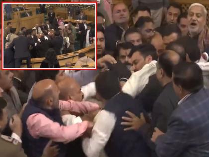 Uproar in Jammu and Kashmir Legislative Assembly over Article 370; Clashes and posters were also torn | आर्टिकल 370 वरून जम्मू-काश्मीर विधानसभेत गदारोळ, हाणामारी अन् पोस्टरही फाडलं; बघा VIDEO