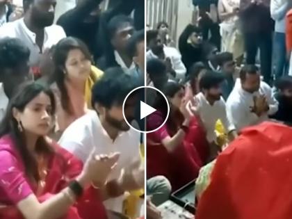 janhvi kapoor spotted at mahakal temple ujjain with shikhar pahariya video viral | अफेअरच्या चर्चांदरम्यान जान्हवी कपूरचं बड्या नेत्याच्या नातवाबरोबर महाकाल दर्शन, व्हिडिओ व्हायरल