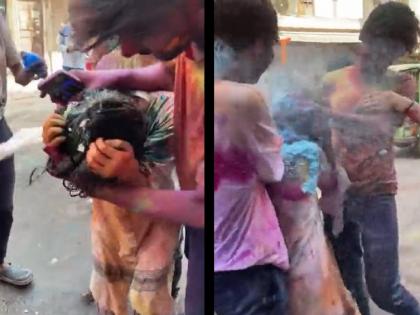 Shocking! Abuse of foreign girl on holi day in delhi, Video viral | धक्कादायक! रंग लावण्याच्या बहाण्याने परदेशी तरुणीसोबत गैरवर्तन, Video व्हायरल