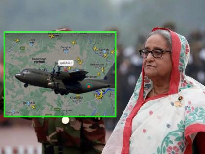 Sheikh Hasina's Bangladesh military plane taking off from Hindon Airbase; Where did she go, London or America?  | शेख हसीनांच्या लष्करी विमानाचे हिंडन एअरबेसवरून उड्डाण; कुठे गेले, लंडन की बांगलादेश? 