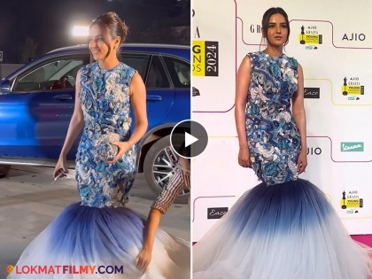 actress jasmine bhasin gets trolled for wearing awkward dress unable to walk video | फॅशन करायच्या नादात फजिती झाली! ड्रेसमध्ये अभिनेत्रीला चालताही येईना, नेटकऱ्यांनी केलं ट्रोल