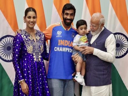 Narendra Modi And Team India Sanjana Ganesan, Jasprit Bumrah and their son Angad | Narendra Modi And Team India : बुमराहची पत्नी, लेक अन् पंतप्रधान मोदी; संजना गणेसनची भारी पोस्ट