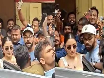 Anushka Sharma, Virat Kohli mobbed by fans as they exit Bengaluru eatery. Watch | Video: रेस्टॉरंटमधून बाहेर येताच लोकांची मोठी गर्दी; एका चाहत्याची कृती पाहून विराट कोहली संतापला