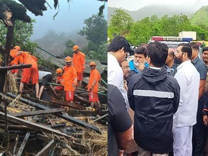 CM Eknath Shinde entered Raigad Irshalwadi Landslide Incident; 5 lakhs to the relatives of the deceased | एकनाथ शिंदे इर्शाळवाडीत दाखल; मृत झालेल्यांच्या नातेवाईकांना ५ लाखांची मदत