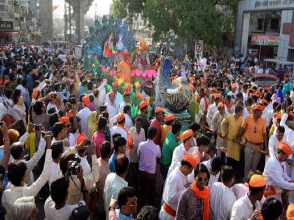 Tight police security in Nagpur during Shri Ram Shobha Yatra, 'No entry' for 5 hours on Poddareshwar route | श्रीराम शोभायात्रेच्या दरम्यान कडेकोट पोलिस बंदोबस्त, पोद्दारेश्वर मार्गावर ५ तास 'नो एन्ट्री'