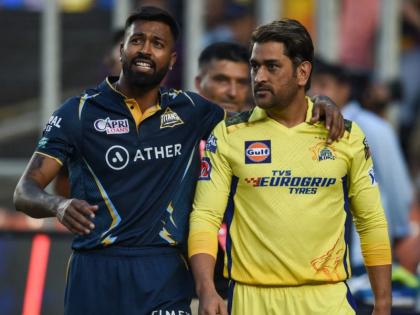 The friendship between Gujarat captain Hardik Pandya and Chennai captain MS Dhoni is well known. | 'MS धोनीचा तिरस्कार करायचा असेल तर....'; सामन्याआधी हार्दिक पांड्याने जिंकलं सर्वांचं मन