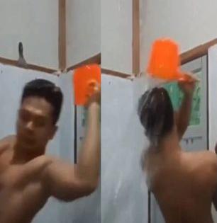 Bathing Ninja Technique : थंडीत अंघोळ करण्याची निंजा टेक्निक; व्हायरल व्हिडिओ पाहून पोट धरून हसाल