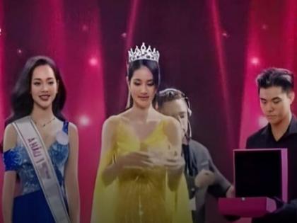 Miss Vietnam organisers forced to apologise for see-through gown | ब्यूटी क्वीन बक्षीस घेण्यासाठी मंचावर गेली; अचानक तिच्या ड्रेसवर लाइट पडली अन् गडबड झाली!