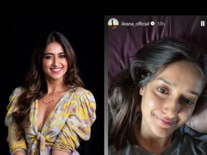 Saline on hands, tired face; Fans are worried after seeing Ileana D'Cruz's picture in the hospital | हाताला सलाईन, थकलेला चेहरा; इलियाना डिक्रुझचा रुग्णालयातील फोटो पाहून चाहते पडले चिंतेत