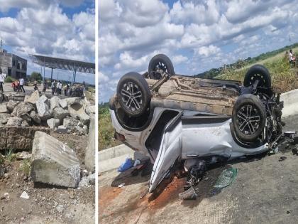 A car overturned due to stones thrown in front of the toll booth, a one-and-a-half-month-old girl's arm was broken | टोलनाक्यासमोर टाकलेल्या दगडांमुळे कार उलटली, दीड महिन्याच्या बालिकेचा हात तुटून पडला