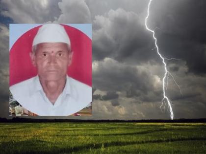 Farmer and cow killed by lightning in Kekanwadi, Kaij taluka | केज तालुक्यातील केकाणवाडीत वीज पडून शेतकऱ्यासह गाय दगावली Farmer and cow killed by lightning in Kekanwadi, Kaij taluka | केज तालुक्यातील केकाणवाडीत वीज पडून शेतकऱ्यासह गाय दगावली