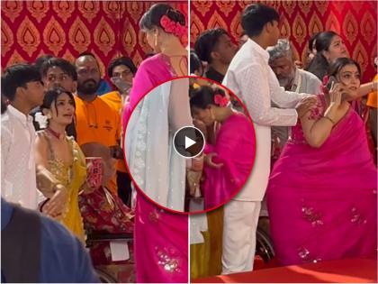 kajol devgn son yug help his mother who almost fall of stage during durga puja | तोल जाऊन पडणार होती काजोल, लेकाने पुढे येत आईला असा दिला आधार; तुम्हीही कराल त्याचं कौतुक