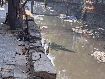 the question of constructing a protective wall of the drain in lokgram in kalyan east is pending | कल्याण पूर्वेतील लोकग्राममधील नाल्याची संरक्षक भिंत बांधण्याचा प्रश्न अधांतरीच