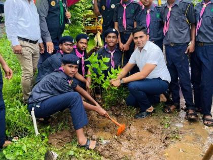 Tree plantation in Nandivali in Kalyan | कल्याणमधील नांदिवलीमध्ये वृक्षारोपण