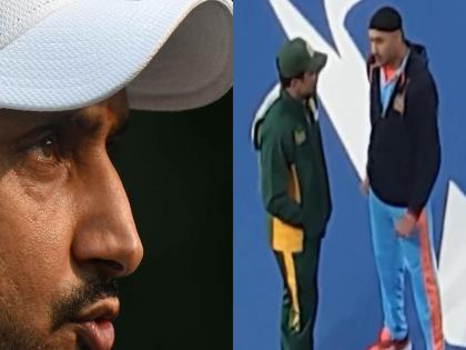 World Championship Of Legends 2024 India Champions vs Pakistan Kamran Akmal and Harbhajan Singh in deep conversation after the match | वर्ल्ड कपदरम्यान शाब्दिक युद्ध रंगले; अकमल अन् भज्जी भिडले पण आता चर्चा करताना दिसले