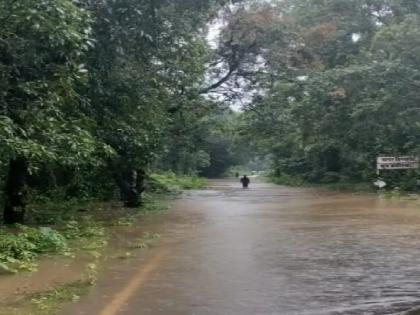 Heavy rain in Kankavali taluk of Sindhudurg district, Traffic stopped due to flood water on Achra road | सिंधुदुर्ग: कणकवली तालुक्यात पावसाची संततधार; आचरा मार्गावर गडनदीचे पाणी आल्याने वाहतूक ठप्प