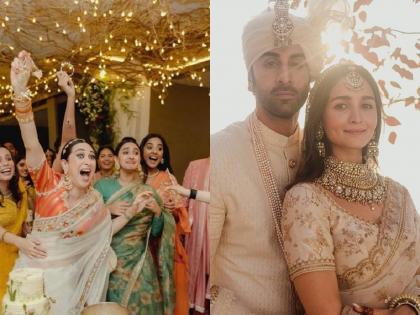 wedding bells for karisma kapoor as alia bhatt kaleera fells on karisma inside photos viral | दुसऱ्यांदा लग्न करणार करिश्मा? रणबीर- आलियाच्या लग्नात घडलेल्या प्रसंगामुळे वळल्या अभिनेत्रीकडे नजरा