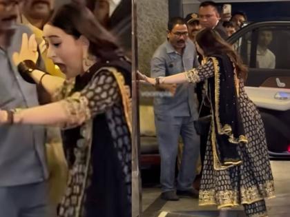 aadar jain roka ceremony kapoor family seen for the function karisma kapoor was about to fall in front of paparazzi | कपूर कुटुंबात लग्नाची लगबग, पापाराझींसमोर पडता पडता वाचली करिष्मा; व्हिडिओ व्हायरल