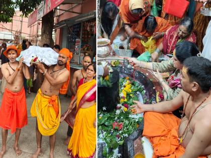 Bareli Se Aye Parali! 100 Kavad pilgrims from Uttar Pradesh took darshan of Vaidyanatha | बरेली से आये परळी! उत्तर प्रदेशचे १०० कावड यात्रेकरू वैद्यनाथ चरणी, मनोभावे घेतले दर्शन