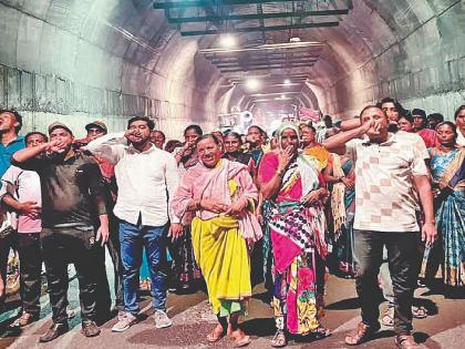 Long march towards Mumbai to shut down stone crusher started in Kusgaon Wai taluka satara | Satara: कुसगाव ग्रामस्थांचे खंबाटकी बोगद्यात बोंबाबोंब आंदोलन, स्टोन क्रेशर विरोधात मुंबईच्या दिशेने लाँग मार्च