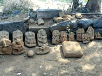 Shiva idols found in excavations at Kondhavi fort | कोंढवी किल्ल्यावर खोदकामात सापडल्या शिवकालीन मूर्ती