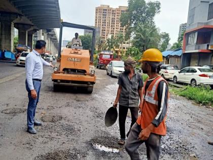 Municipal pothole filling campaign in full swing; Engineers started working in thane | महापालिकेची खड्डे बुजवा मोहीम जोरात; अभियंत्ये लागले कामाला