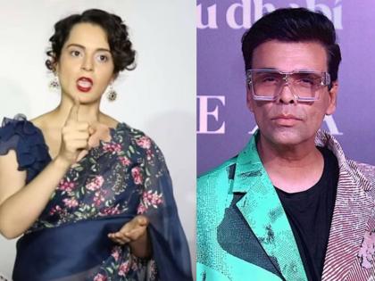 kangana ranaut takes a jibe at karan johar says he throws money to make film hit | "तो पैसे फेकून सिनेमा हिट करतो" करण जोहरवर कंगनाचा पुन्हा निशाणा; म्हणाली, 'राक्षसी...'