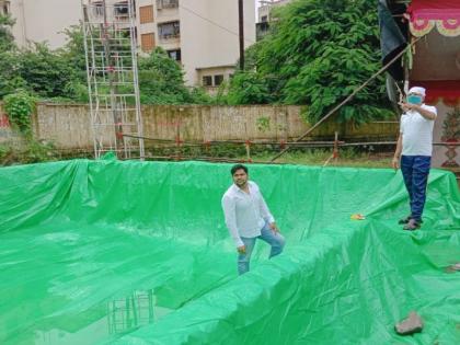 Construction of an artificial lake for immersion of Ganesh idols in Santoshnagar ward, east of Kalyan | कल्याण पूर्वेतील संतोषनगर प्रभागात गणेश मुर्तींच्या विसर्जनासाठी कृत्रीम तलावाची निर्मिती 