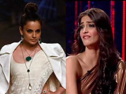 kangana ranaut takes jibe at sonam kapoor who once mocked kangana for her english language in koffee with karan | इंग्रजीवरुन हिणवणाऱ्या सोनम कपूरवर कंगनाचा निशाणा, म्हणाली, 'फिल्म माफियांकडून मी...'