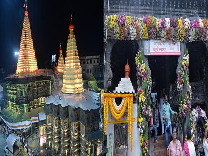 Ambabai Temple decorated with floral decorations, electric lighting; Navratri festival starts from today | फुलांची सजावट, विद्युत रोषणाईने सजले अंबाबाई मंदिर; नवरात्रोत्सवाला आजपासून प्रारंभ