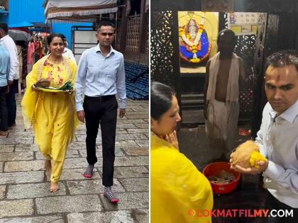 marathi cinema actress kranti redkar have visit to kolhapur ambabai temple with husband sameer wankhede video goes viral | "महालक्ष्मी माते की जय..." अभिनेत्री क्रांती रेडकर अंबाबाई चरणी लीन; पतीसह घेतलं दर्शन