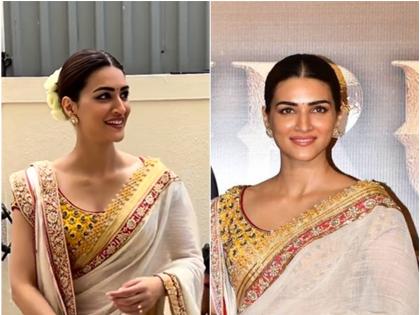 Adipurush trailer kriti sanon look elegance as sita or janki actress corrected and reply a photographer who says jai shri ram | क्रितीला बघून फोटोग्राफर म्हणाला,'जय श्री राम', अभिनेत्री सुधारली त्याची 'ती' चूक, म्हणाली....