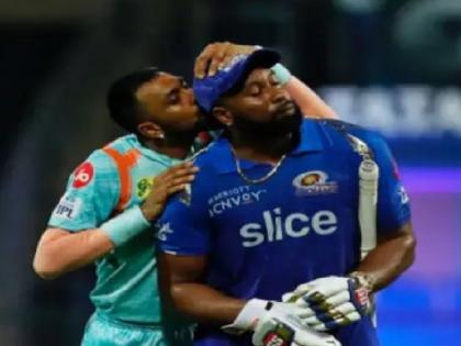 IPL 2022: Krunal Pandya kisses Kieron Pollard as soon as he gets out, Video goes viral | IPL 2022: किरॉन पोलार्डला आउट करताच क्रुणाल पांड्याने घेतली त्याची किस, Video व्हायरल