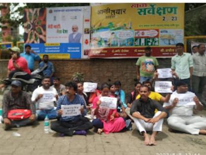 Protest continues in front of Ulhasnagar Municipal Corporation for the rights of contract workers | उल्हासनगर महापालिकेसमोर कंत्राटी कामगारांच्या हक्कासाठी ठिय्या आंदोलन सुरूच 