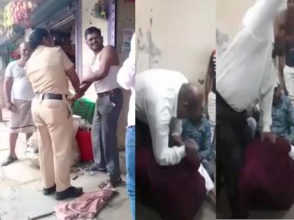 Pune Police: What is going on Now the female police Bharati Hole squeezed tempo workers hand, beat her, abused videos goes viral after PSI Puraniks Video | Pune Police: पुण्यात पोलिसांचे चाललेय काय? आता महिला कर्मचाऱ्याने हमालाचा हात पिळला, मारहाण, शिवीगाळ