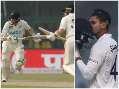 IND vs NZ 1st Test Shreyas' historic century; New Zealand strong response by unbeaten century partnership | IND vs NZ 1st Test : श्रेयसचे ऐतिहासिक शतक; नाबाद शतकी सलामीच्या जोरावर न्यूझीलंडचे जोरदार प्रत्युत्तर