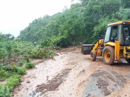 Kumbharli Ghat landslides, traffic halted; Koyna dam water storage increased by four tmac due to heavy rains | कुंभार्ली घाटात दरड कोसळली, वाहतूक ठप्प; दमदार पावसामुळे कोयना धरण पाणीसाठ्यात चार टीमएसीने वाढ