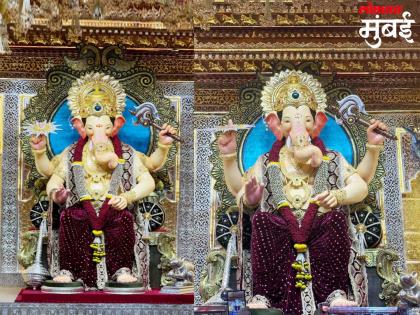 Lalbaugcha Raja 2024 First Look २० किलो सोन्याचा मुकूट, काशी विश्वनाथ मंदिराची थीम; पाहा, लालबागच्या राजाची पहिली झलक