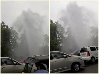 A fountain was created in the Lashkar area due to the bursting of the air valve | Pune: एअर व्हॉल्व फुटल्याने लष्कर परिसरात तयार झाला कारंजा