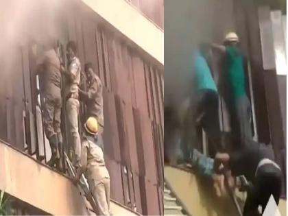 lucknow levana hotel fire pictures video rescue | Levana Hotel Fire : लखनऊच्या लेवाना हॉटेलला भीषण आग, दोघांचा मृत्यू, अनेकजण अडकल्याची भीती