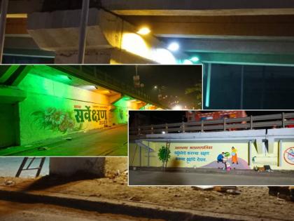 Shahad Phatak flyover in Ulhasnagar lit up! | उल्हासनगरातील शहाड फाटक उड्डाणपूल उजळला!