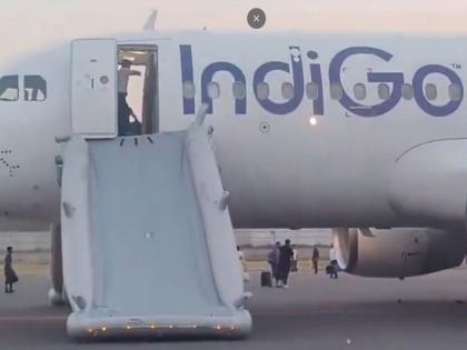 Chaos in Go Indigo's Delhi-Varanasi flight; Passengers jumped from the emergency windows... | गो इंडिगोच्या दिल्ली-वाराणसी फ्लाईटमध्ये अफरातफरी; प्रवाशांना इमर्जन्सी एक्झिटमधून काढलं बाहेर