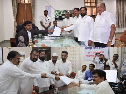 In a show of strength in the presence of Chief Minister Eknath Shinde, candidates from Kolhapur and Hatkanangale of the Mahayuti, Sanjay Mandlik and Darishsheel Mane filed their nomination papers | कोल्हापुरात महायुतीचे शक्तीप्रदर्शन; मुख्यमंत्र्यांच्या उपस्थितीत मंडलिक, मानेंनी दाखल केला उमेदवारी अर्ज